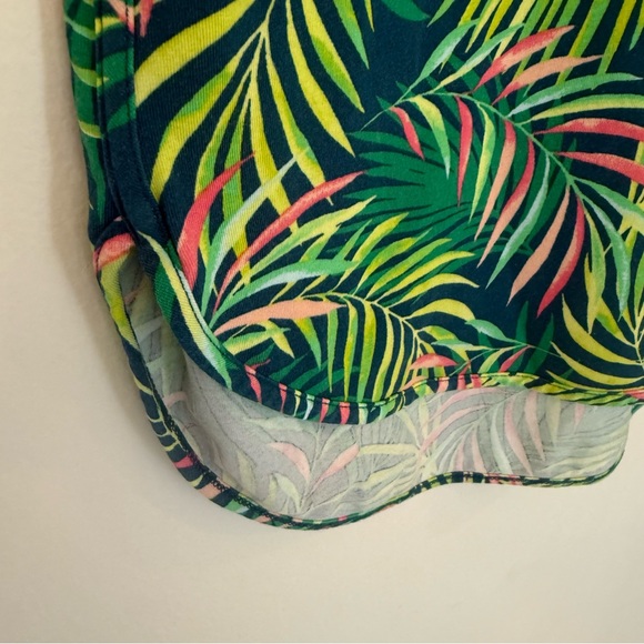 Lands' End medium Vibrant Leaf Print tank top colorful shirt palm tropical EUC - Picture 3 of 8